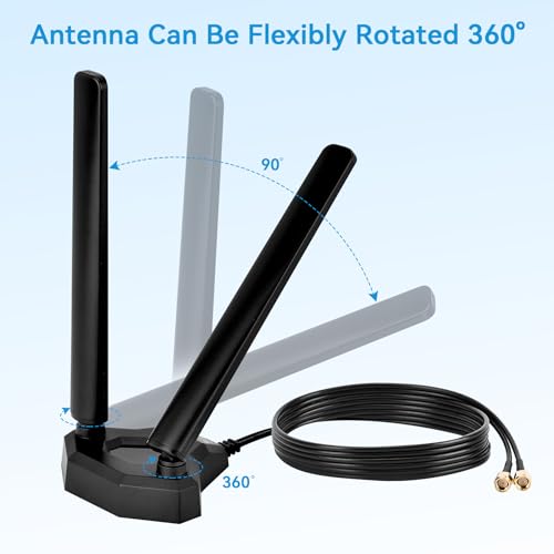 Nelawya 4G LTE/5G Sub-6 Antenne SMA TS9 Stecker Breitband 8dbi 600-3980MHz Rundstrahlantenne mit Magnetfuß 2m Kabel für Drahtlosen Mobilen Industrierouter Netgear Huawei ZTE Cellular Gateway Modem