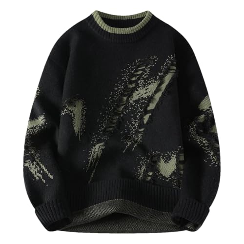 Men's Korean Style Hole Decoration Knitted Sweater Slim Fit Long Sleeve Pullover Man Sweater