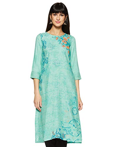 Image of Rangriti Turq Straight Viscose Kurta for Women