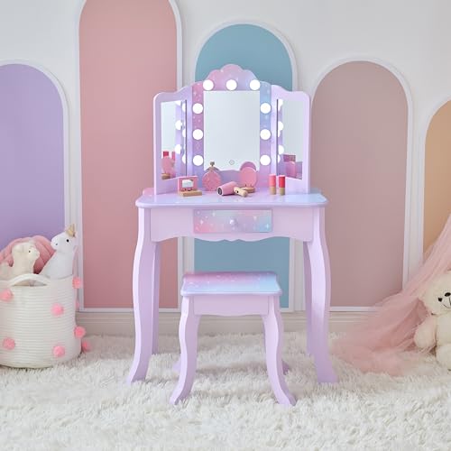 Teamson Kids Gisele Medium Vanity with Stool Purple Ages 3+