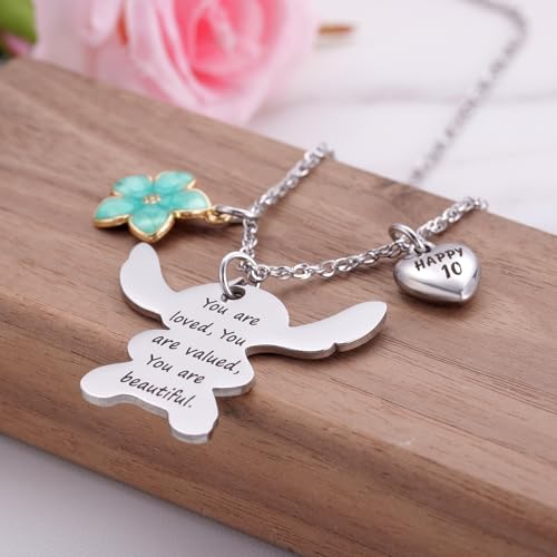 Image of Ukodnus 6-10 Year Old Birthday Necklace Gifts, You are Loved Valued Beautiful Gift, Birthday Jewelry Gift for Daughter Granddaughter Niece