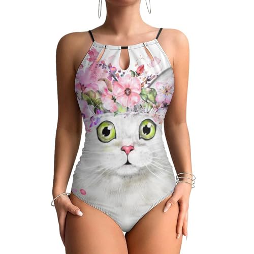 Swimsuit monokini beachwear chat blanc pour exprimer votre personnalité joyeuse cet été
