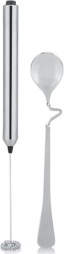 Miniatura 3 de Espumador de leche eléctrico para hacer espuma, mini agitador de acero inoxidable, de mano, con pilas, cuchara de café para cocina