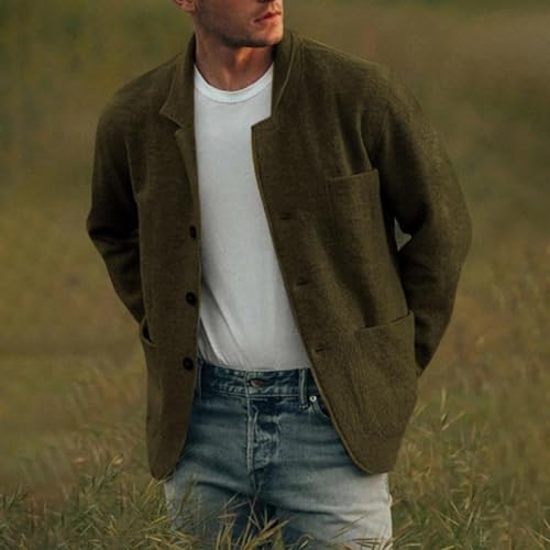 ZYXTIM Men's Casual Blazer Wool Cardigan Jacket Shawl Collar Button Down Lightweight Fall Coat Office Travel Classic Jacket2