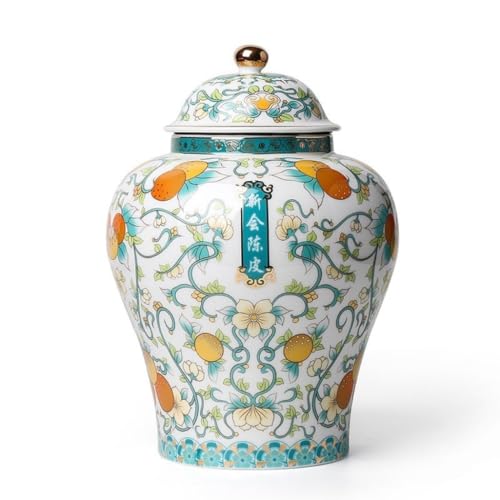 KOHUS Caja de Té Tarro de Cerámica de Almacenamiento de Té a Granel, Pote de Estilo Chino Retro Color Esmalte, Tarro sellado de Cerámica, Tarro de Almacenamiento de Alimentos de Cocina Contenedor de