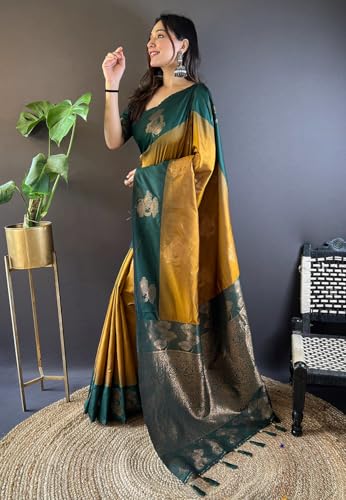 Image of SGF11- Women's Kanjivaram Woven Soft Silk Saree With Blouse Piece