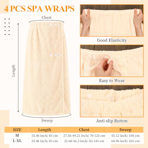 Image of Tigeen 4 Pcs Spa Wrap Towel Wrap for Women,Beige,M