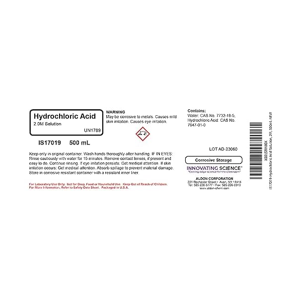 ALDON-Innovating-Science-Hydrochloric-Acid-Solution-2M-73-500mL-The-Curated-Chemical-Collection ALDON-Innovating-Science-Hydrochloric-Acid-Solution-2M-73-500mL-The-Curated-Chemical-Collection