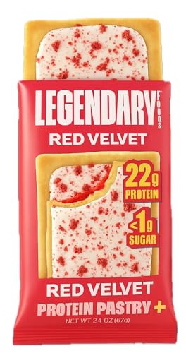 Legendary Foods 22g Protein Pastry 0g Added Sugar, Low Carb, Gluten Conscious, Keto Snack, Ideal for Glucose Management, Includes Whey Protein Isolate (8 Red Velvet)