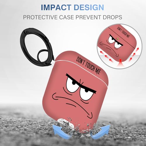 Image of for Airpods Case,Don't Touch Me Cool Cover with Lanyard Big Eyes Cute Cartoon for Airpods 2nd Generation Case,Soft Shockproof Cover for Women Men-Watermelon Red