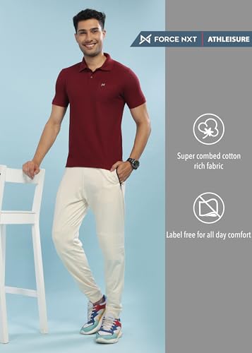 Image of Force NXT Polo Neck T-Shirt for Men Pack of 1 | Regular Fit T-Shirt for Men | Premium Super Combed Rich Cotton Polo Shirt | Men's Ultra Soft Half Sleeve T-Shirt