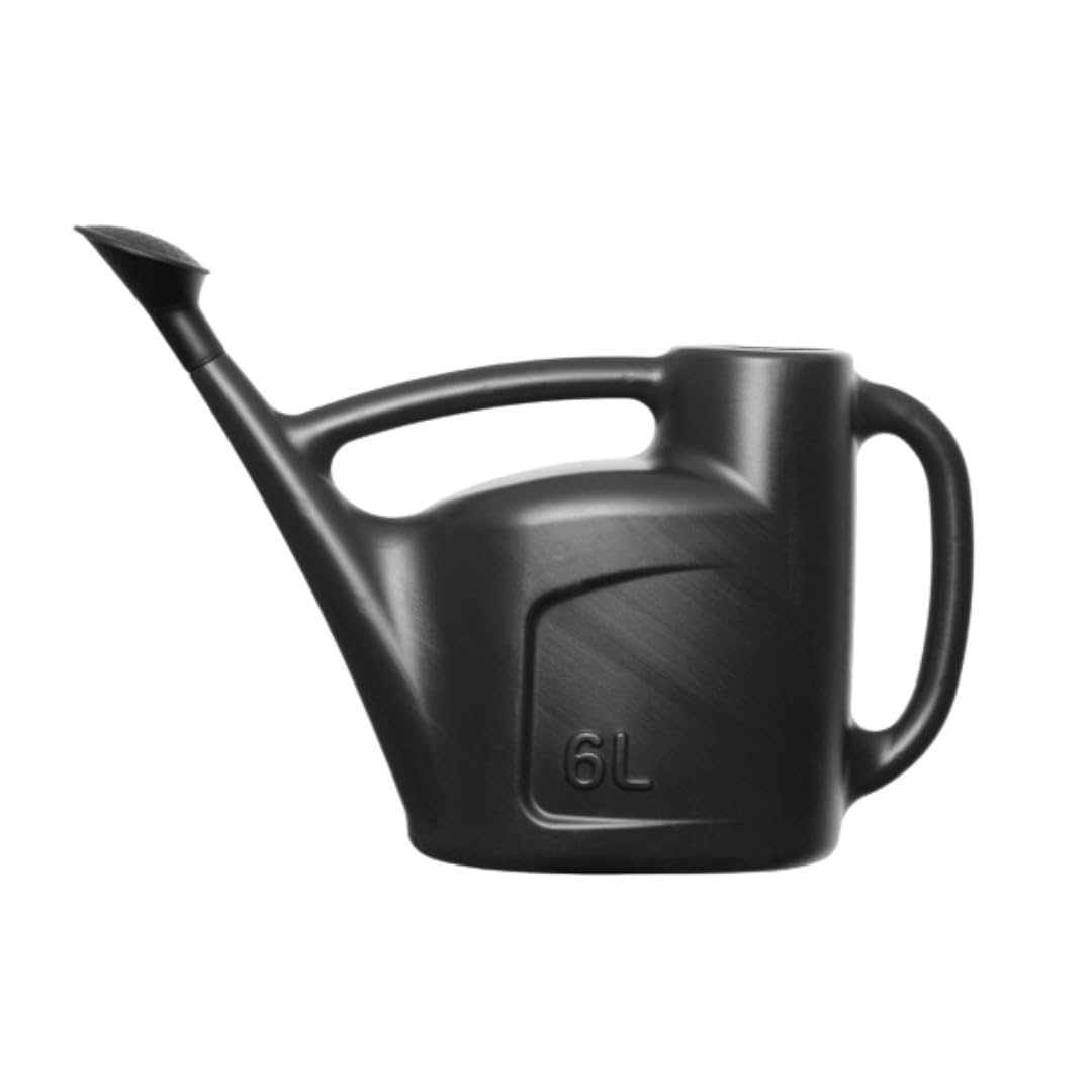 Shop4allsorts Black 6L Outdoor Watering Can With Detachable Sprinkler Rose - For Indoor And Outdoor Plant Watering - Durable Weather Resistant Garden Watering Can.