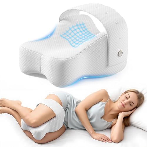 Angju Knee Pillow for Side Sleepers Memory Foam Leg Pillow for Side Sleeping Adjustable Strap Comfortable Sleeping Support Pillow Between Legs Aligns Spine Relief for Sciatica Back HIPS Knees