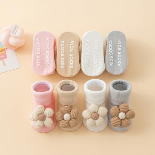 4Pairs Baby Toddler Grip Socks Flower Baby Non-slip Socks for Girls Boys Infant Kids2