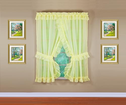 Image of Today's Curtain, Emelia Priscilla Sheer Pair 60 inch W x 63 inch L, Yellow, 5-Piece-Set