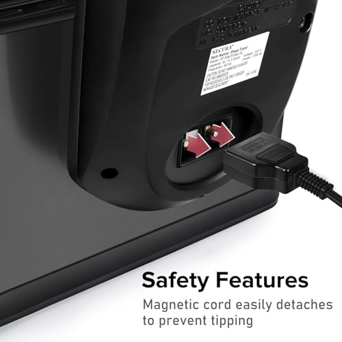 Secura 1700-Watt Stainless-Steel Triple Basket Electric Deep Fryer with Timer Free Extra Odor Filter, 4L/17-Cup, Black - Image 6