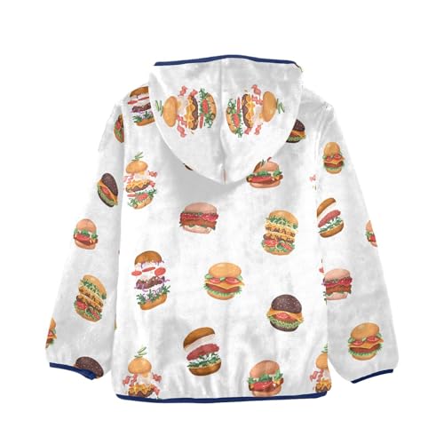 Flying Burgers Girls Fleece Jacket Girls Fall Jacket Girls Zip Up Hoodie Girls Sherpa Jacket 2-10T2