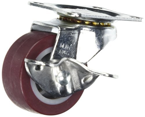 DealMux Trolley Plate Single Wheel Rigid Cast, 1.9-Inch, Burgundy
