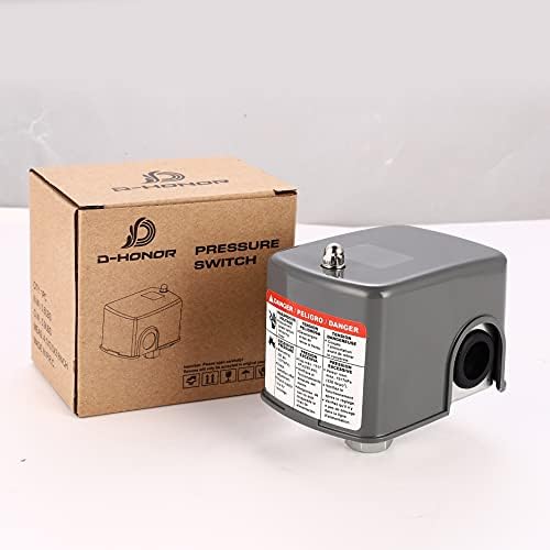 D-HONOR Water Pump Pressure Switch, Adjustable Pressure Controller KRS-3 40-60 PSI with Low Pressure Cut-Off