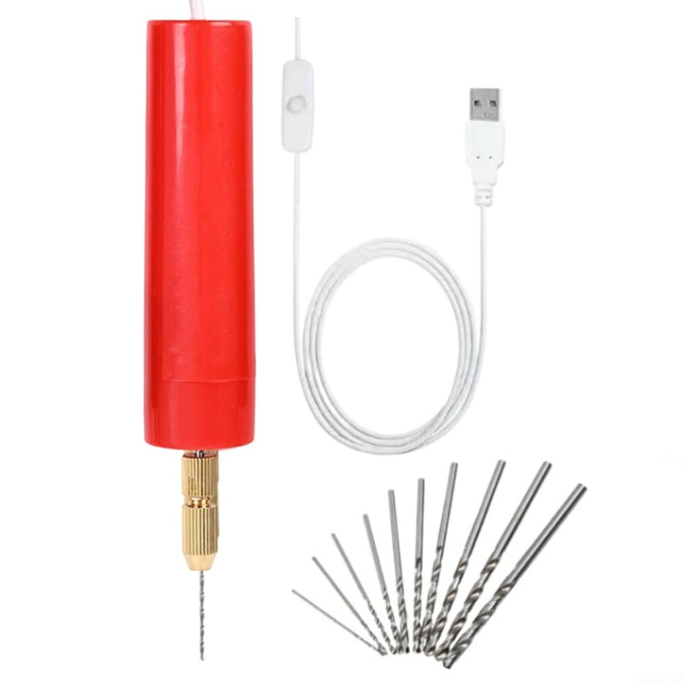 Set di trapano elettrico con 13 punte, mandrino da 0,7-1,2 mm, per resina, gioielli, legno, metallo, argilla, progetti fai da te, strumento di lucidatura portatile compatto (nero)