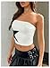 Floerns Women's Sleeveless Strapless Bandeau Star Print Color Block Cropped Tube Tops Black and White X-Small