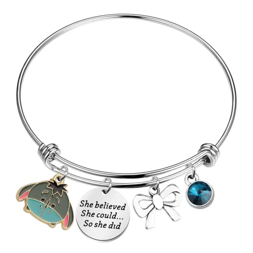 La Mejor Selección de Sheer Love de esta semana. 9 FAADBUK Pulsera Eeyore Lover Gift She Believed She Could So She Did Inspiration Regalo para ella, 7-8.5 inches, Metal, Acero inoxidable