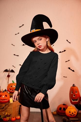 Image of Arshiner Kid Girls Crew Neck Lantern Sleeve Sweater Cute Jumper Top Pullover Outwear 5-13 Years