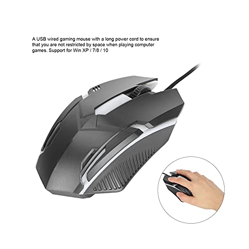 Miniatura 3 de Goshyda Ratón Para Juegos Con Cable, Ratón Usb Con Retroiluminación Ratón Con Cable Diseño Ergonómico Para Computadora Con Cable De Alimentación Largo, Para Computadora Portátil Mac Negro