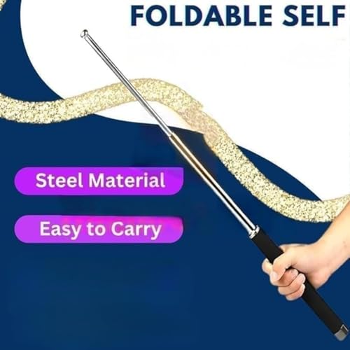 Image of Stainless Steel Premium Collapsible Walking Stick, Lightweight, Extendable with Non-Slip Grip, Foldable Compact, for Hiking or Walking Stick (Pack of 1)