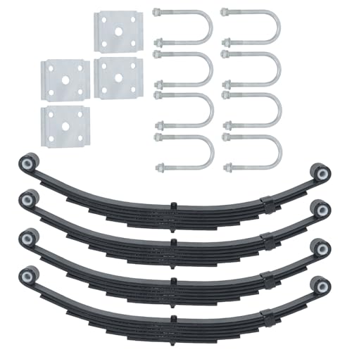 GXYWADY 4 Pcs 6 Leaves 3500Lbs Trailer Double Eye Spring with U-bolt kit