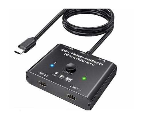 Répartiteur Type-C 2x1 1x2 commutateur de données vidéo KVM 8K pour moniteur