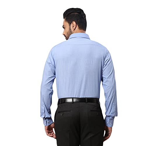 Image of Raymond Men's Pure Cotton Fil-A-Fil Pattern Slim Fit Semi Cutaway Collar Full Sleeve Formal Shirt