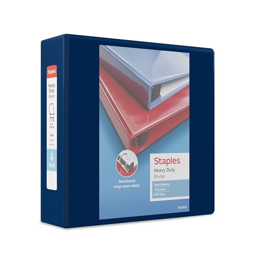 Staples Heavy-Duty 5-Inch D-Ring View Binder Red 1000 Sheets | Extra-large capacity for office archiving and bulk document storage. product thumbnail 10