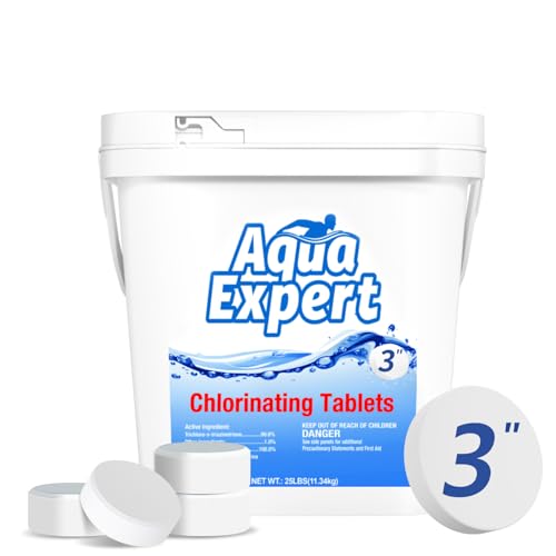 Aqua Expert Chlorine Tablets 3 Inch, Sanitizing Swimming Pool Chlorine Tablets Makes Water Clean...