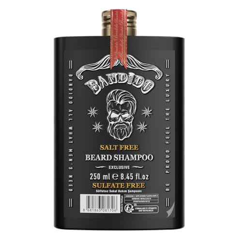 BANDIDO Shampooing à barbe 250 ml | Savon à barbe | Nettoyage et soin de la barbe – Soin naturel de la barbe sans sel ni sulfate | également comme idée...