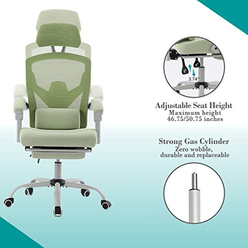 Ergonomic Office Chair, Reclining High Back Mesh Chair, Computer Desk Chair, Swivel Rolling Home Task Chair With Lumbar Support Pillow, Adjustable Headrest, Retractable Footrest And Padded Armrests #TOP7