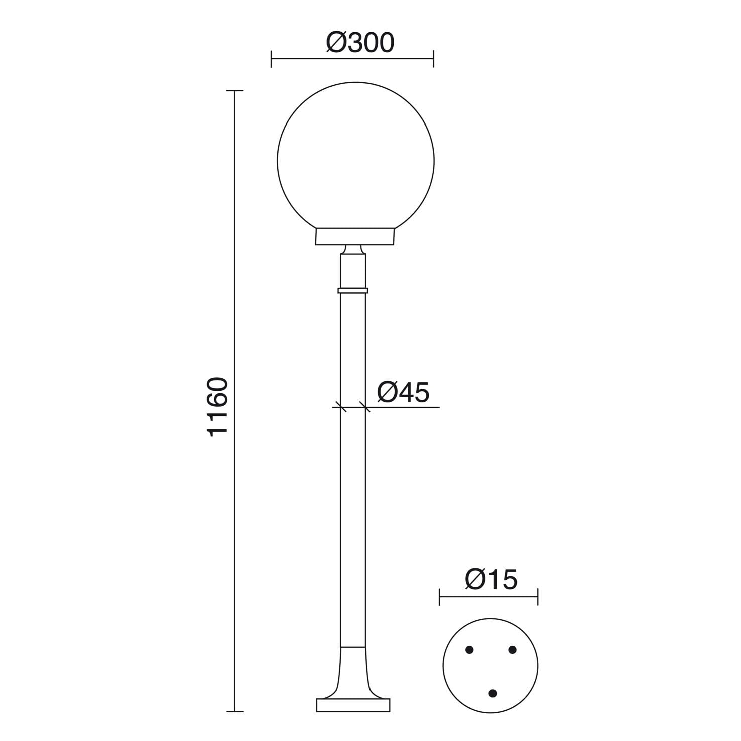 Farola 1L. GLOBI IP43 E27 Opal Ng.