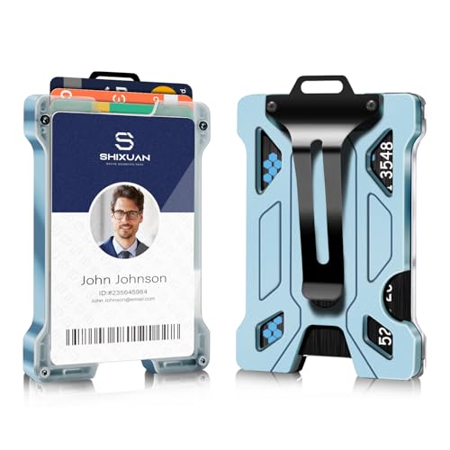 ID Badge Holder with Retractable Clip, Credit Card Holder, Keychain Wallet, Name Badge Holders, Business Card Holder, and Money Clip for Men and Women (Blue)