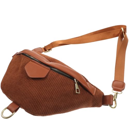 Bolso bandolera de tela aterciopelada marrón ajustable casual