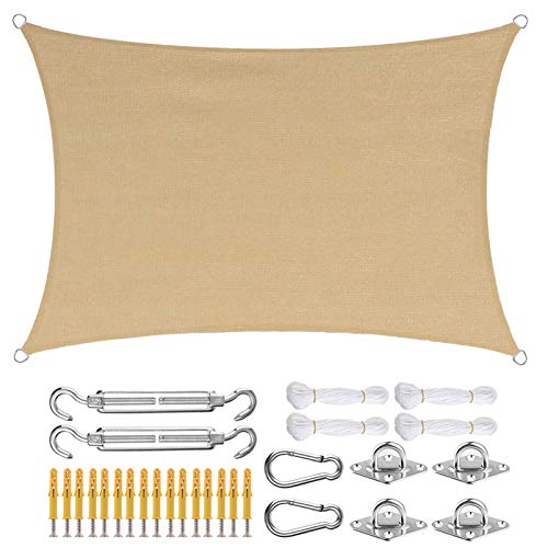 Aibingbao Toldo Vela con Forma 2x2.5m Resistente a la Intemperie Protección Solar, Vela Sombra Impermeable, para Exteriores, jardín, Beige