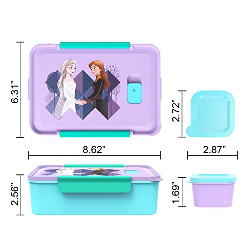 Zak Designs Disney Frozen 2 Reusable Plastic Bento Box With Leak-Proof Seal, Carrying Handle, Microwave Steam Vent, And Individual Containers For Kids' Packed Lunch (3 Pcs Set, Anna & Elsa) #TOP6