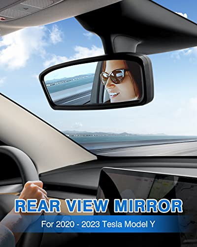 Shademax Custom Fit For Rear View Mirror Tesla Model Y 2020 2021 2022 2023 Anti-Glare Wide Angle Reduce Blind Spots Inside Panoramic Rearview Mirror Model Y Accessories 1Pcs (Blue Lens) #TOP1