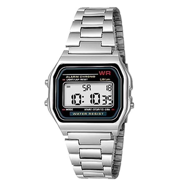 Star Bron Digital Sports Square Dial LED Unisex Stainless Steel Watch for Men and Women (Silver) (B0CFB6GG8T) Amazon Price History, Amazon Price Tracker