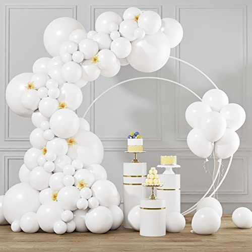 RUBFAC 87pcs White Balloons Different Sizes 18 12 10 5 Inches for Garland Arch, Premium Party Latex Balloons for Birthday Party Wedding Anniversary Baby Shower Party Decoration