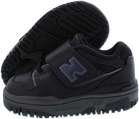 New Balance 550 Bungee Lace Infant/Toddler Shoes Size 6, Color: Black-Black