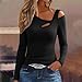 Women's Cutout Thermal T-Shirts, Long Sleeve Asymmetric Slim Fit Shirts Fall Soft Comfy Warm Tops Black
