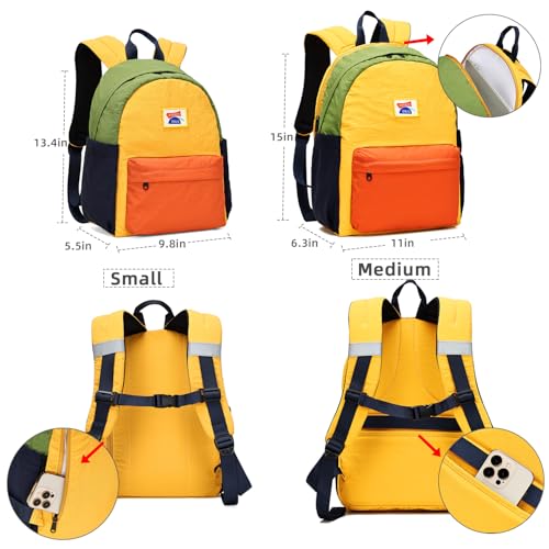 Kids Backpack for School Boys Girls Teens Toddler Backpack Waterproof Kindergarten Preschool Elementary Bookbag Children Travel Bag(Yellow Orange,Small)4