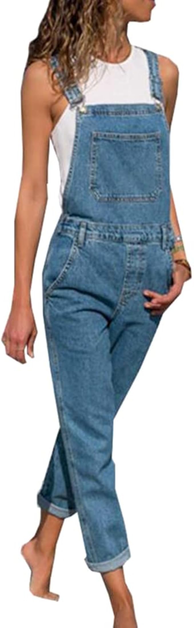 cffvdiz Women's Denim Bib Overalls 