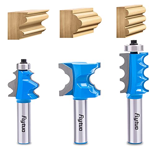 Image of 3PCS Architectural Molding Router Bit Set, 1 /2 inch Shank, Corner Rounding & Edge-Forming for Woodworking Milling