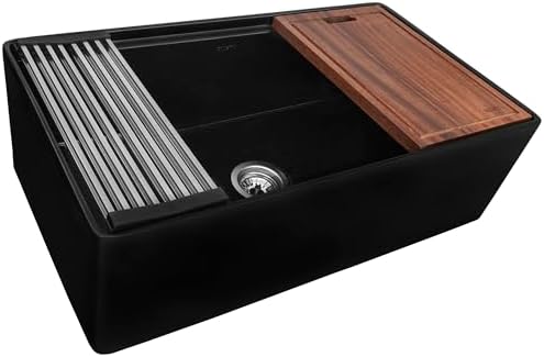Ruvati 33 x 20 inch Fireclay Reversible Farmhouse Apron-Front Kitchen Sink Single Bowl - White - RVL2300WH